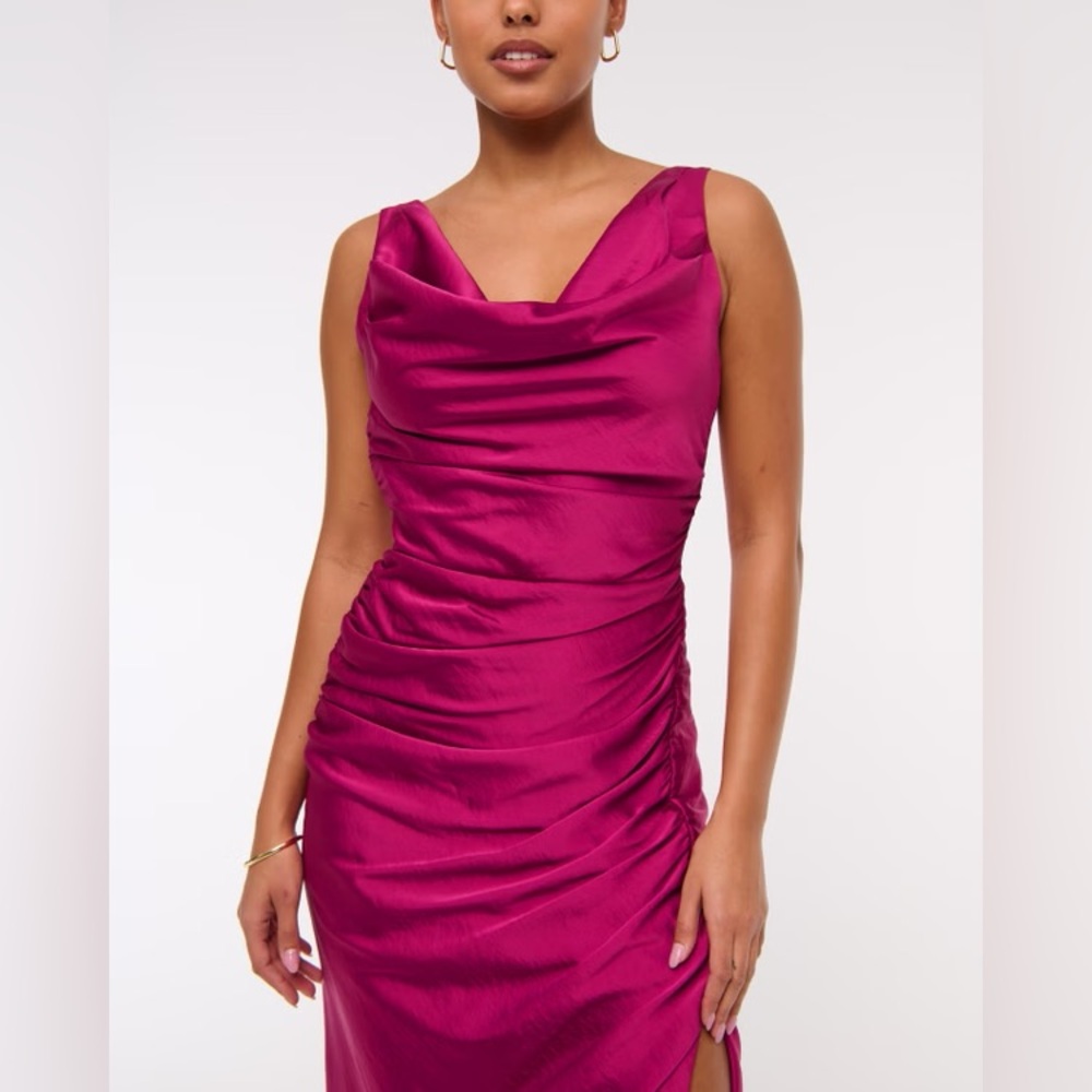 NWT Abercrombie Cowl Neck Draped Maxi Dress - Size Small Petite - Picture 3 of 5